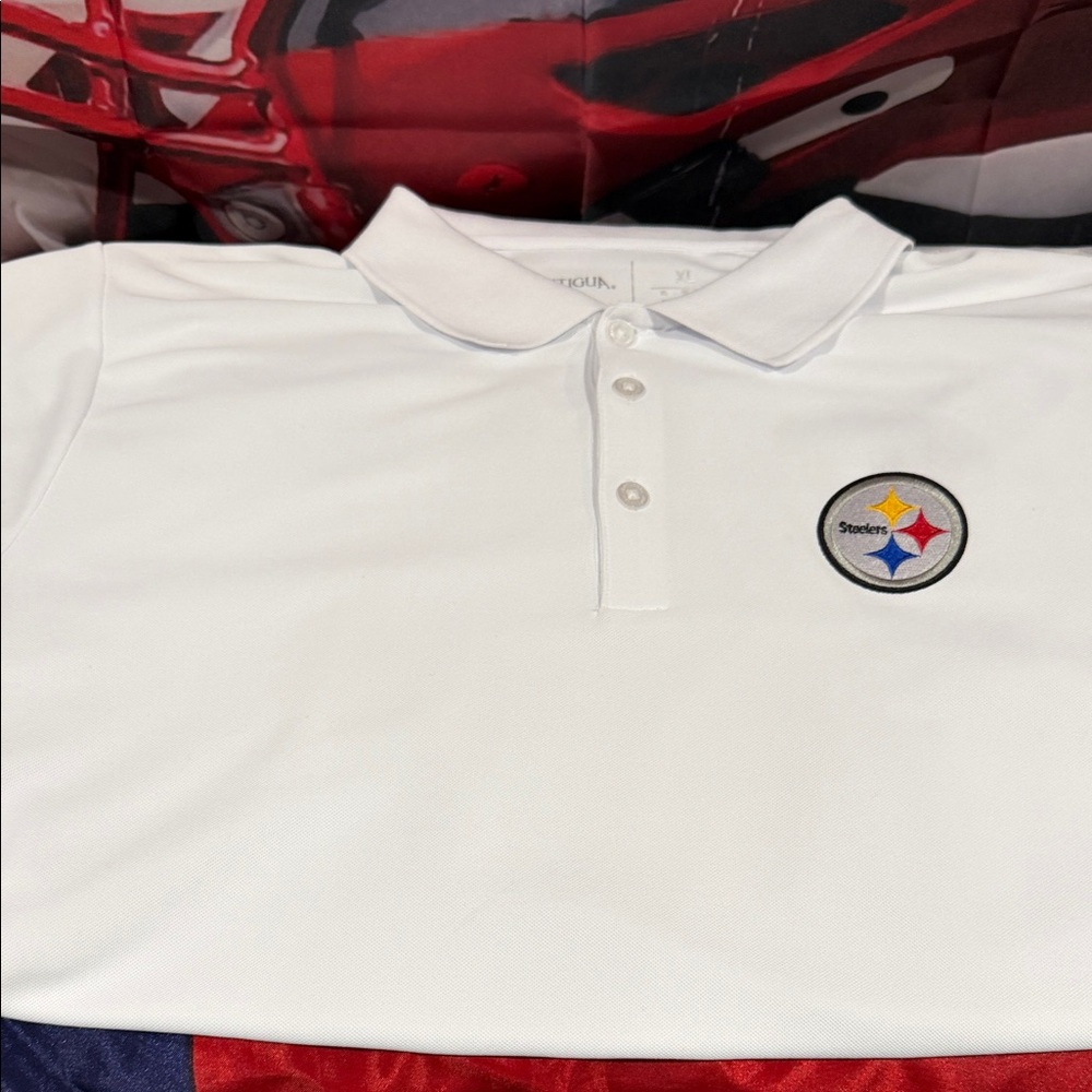 Antigua White Men's Polo Shirt with Embroidered Logo